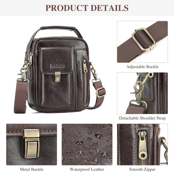 BAIGIO Umhängetasche Herren Leder Schultertasche Vintage Crossbody Bag Messenger Herrentasche zum Um