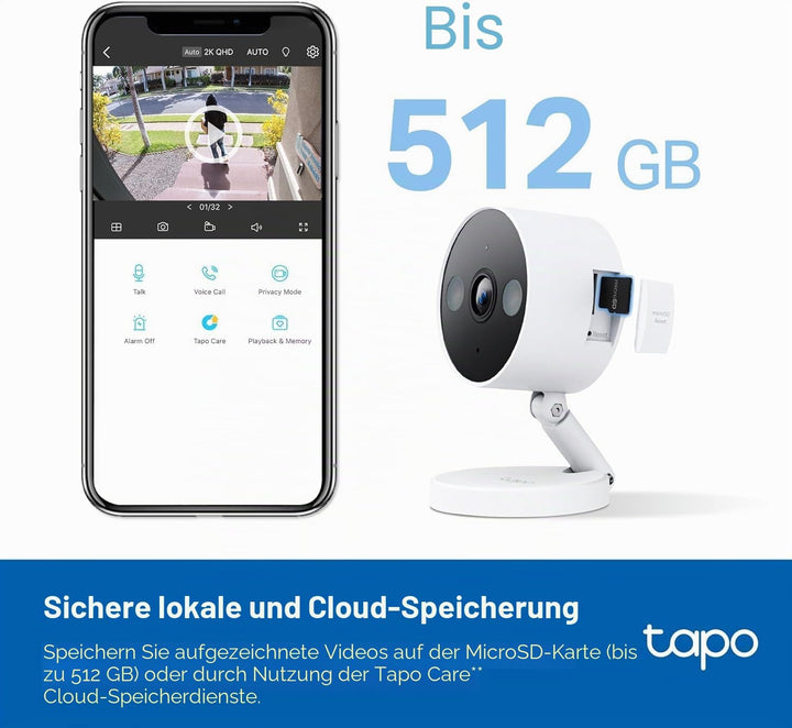 TP-Link Tapo C120 Überwachungskamera innen & aussen,Magnetische Basis,2K Auflösung, Eingebaute Duale
