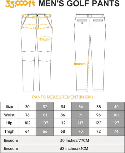 33,000ft Herren Golfhosen Atmungsaktive Stretch Hose für Männer Schnelltrockende Stretch Lange Golfh