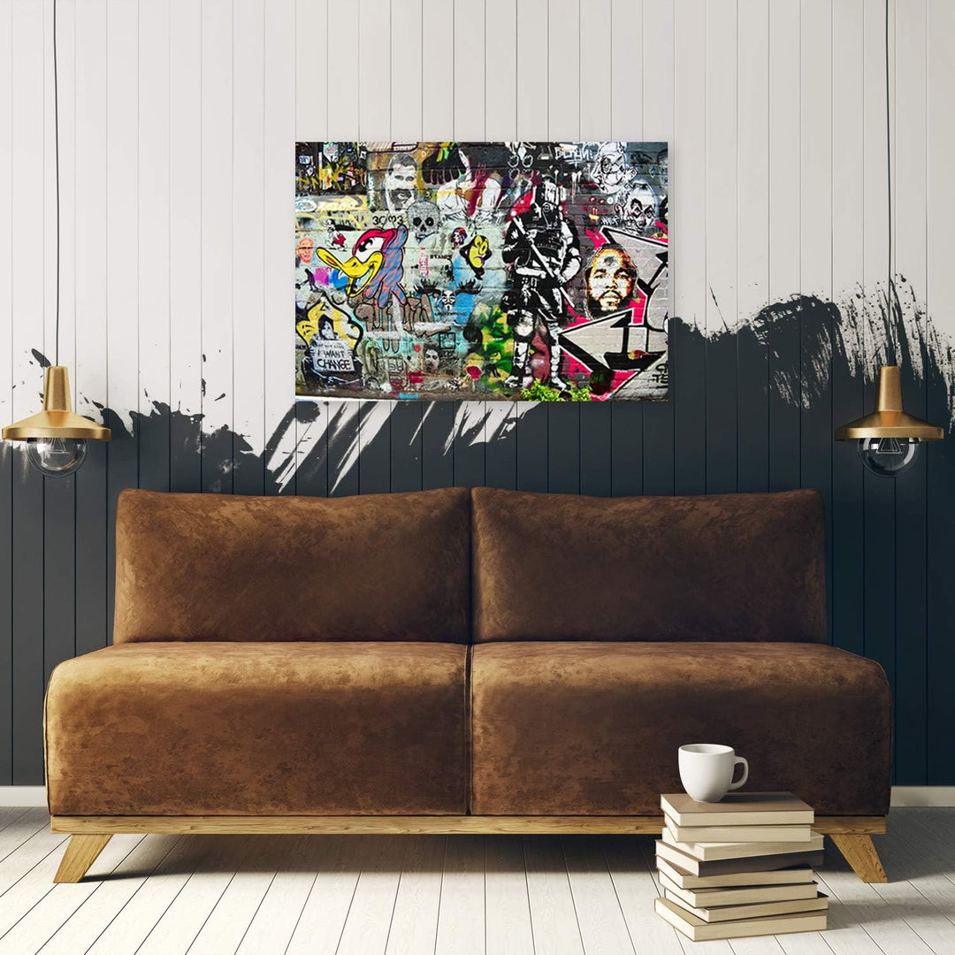 Feeby Bild auf Vlies Leinwand Street Art Abstrakt 40x30 cm Kunstdruck Modern Wandbilder Deko Flur Wo