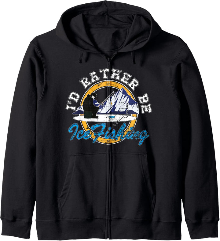 I'd Rather Be Ice Fishing Winter Frozen Lake Fish Kapuzenjacke