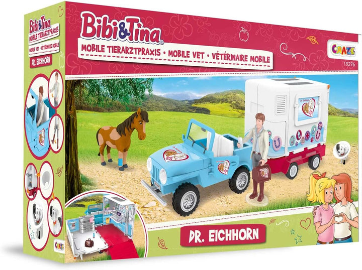 CRAZE Bibi und Tina Spielset Mobile Tierarzt Station Dr. Eichhorn Pferde Spielzeug Doktor Spielfigur