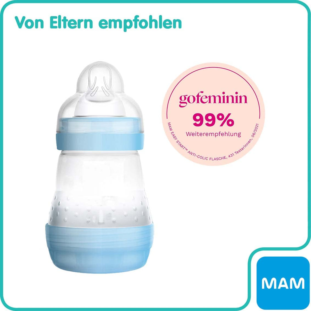 MAM Easy Start Anti-Colic Babyflasche im 2er-Set (160 ml), Milchflasche mit innovativem Bodenventil