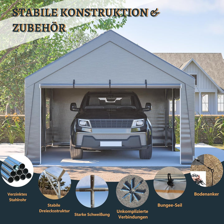 Ball & Cast Zeltgarage, Garagenzelt mit separaten Rolltoren an den Seiten | Praktische motorrad gara
