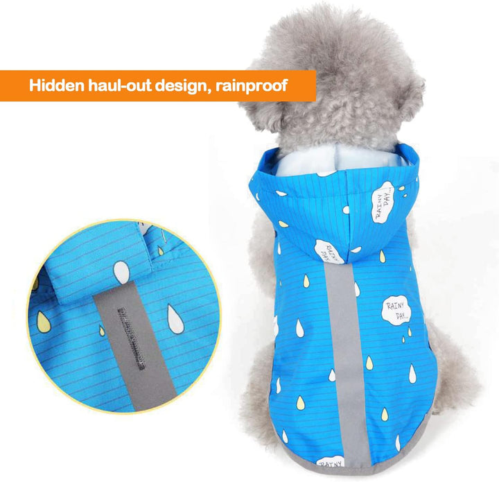 BPS Wasserdichte Regenjacke für Haustiere, Hunde, mit Kapuze, Tasche für kleine, mittelgrosse und gr