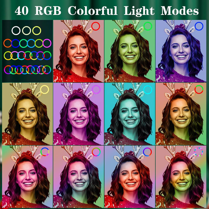 LED Ringlicht mit Stativ Handy - Selfie Licht Ringleuchte 10 Zoll Ring Light 40 RGB-modi Dimmbare Li
