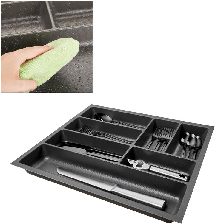 ORGA-BOX 3 Besteckeinsatz Tiefe: 473 x Breite: 391 mm anthrazit mit Canvas Struktur für 50er Schubla