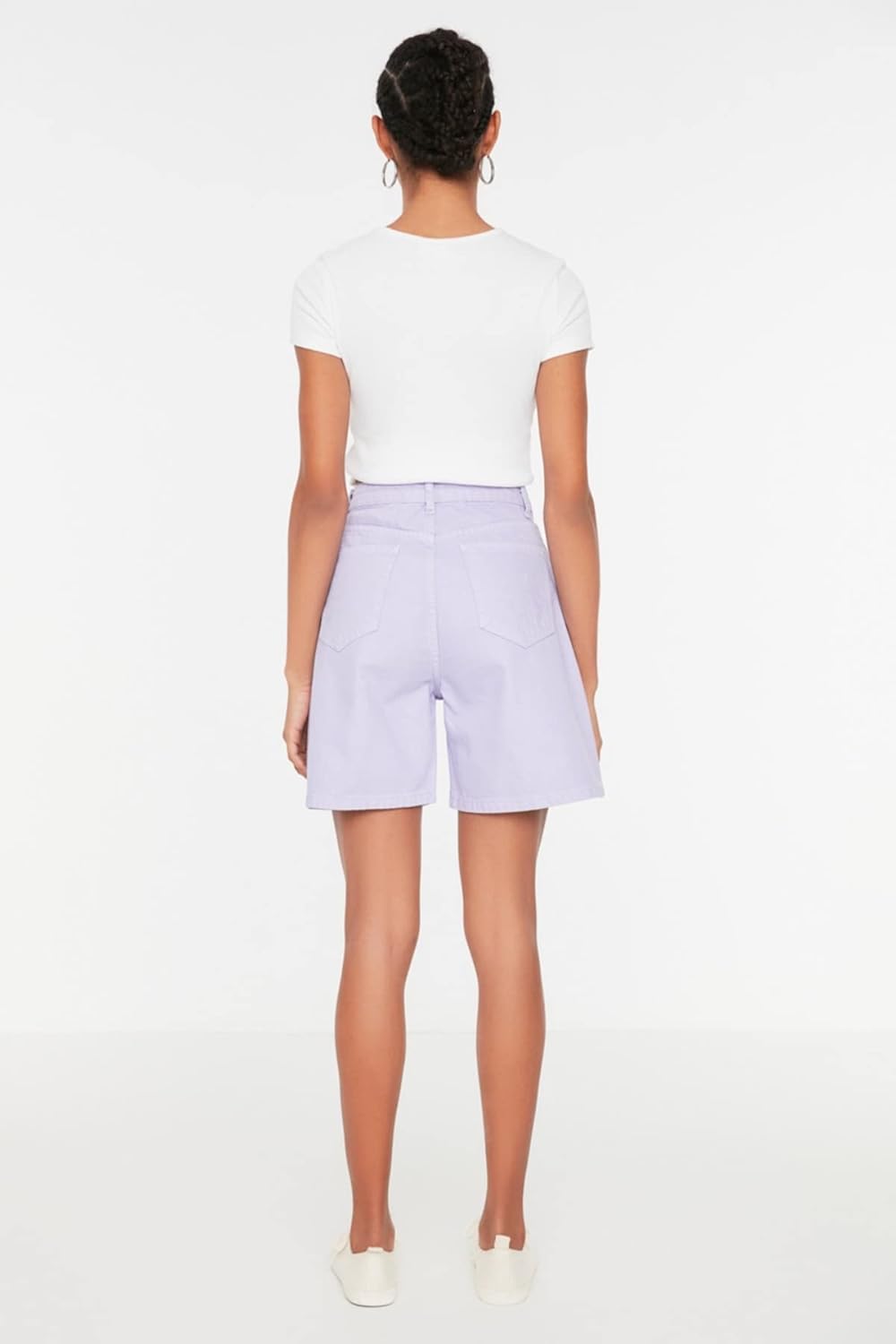 TRENDYOL Damen Lange Denim Casual Shorts 36 Lila, 36 Lila