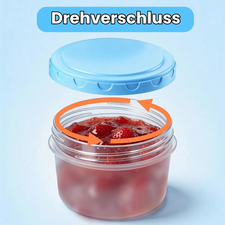 16 Stück Gefrierdosen 4 Grössen mit Messskala, Wiederverwendbare Kleine Dosen mit Deckel, Auslaufsic