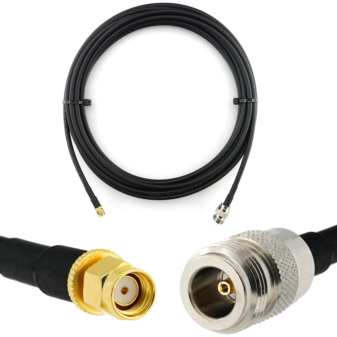 5m RP-SMA Stecker auf N Buchse Koaxialkabel — 5 Meter Verlustarmes HF-240 (LMR 240 Äquivalent) Anten