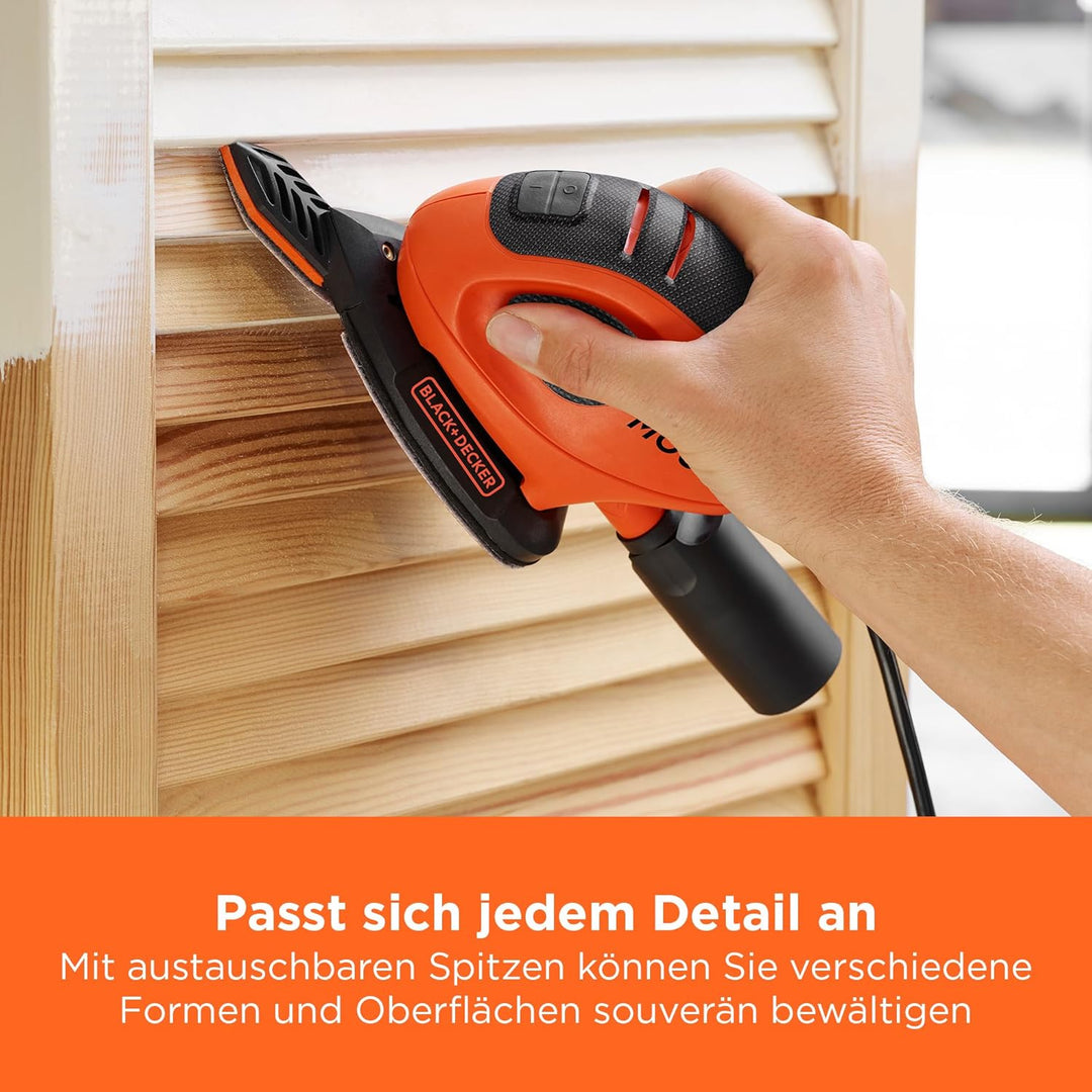 BLACK+DECKER Dreieckschleifer Mouse für staubfreies Schleifen (55 Watt Schleifmaschine, Schleifplatt