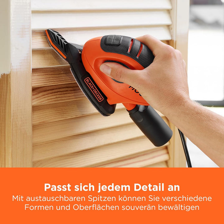 BLACK+DECKER Dreieckschleifer Mouse für staubfreies Schleifen (55 Watt Schleifmaschine, Schleifplatt