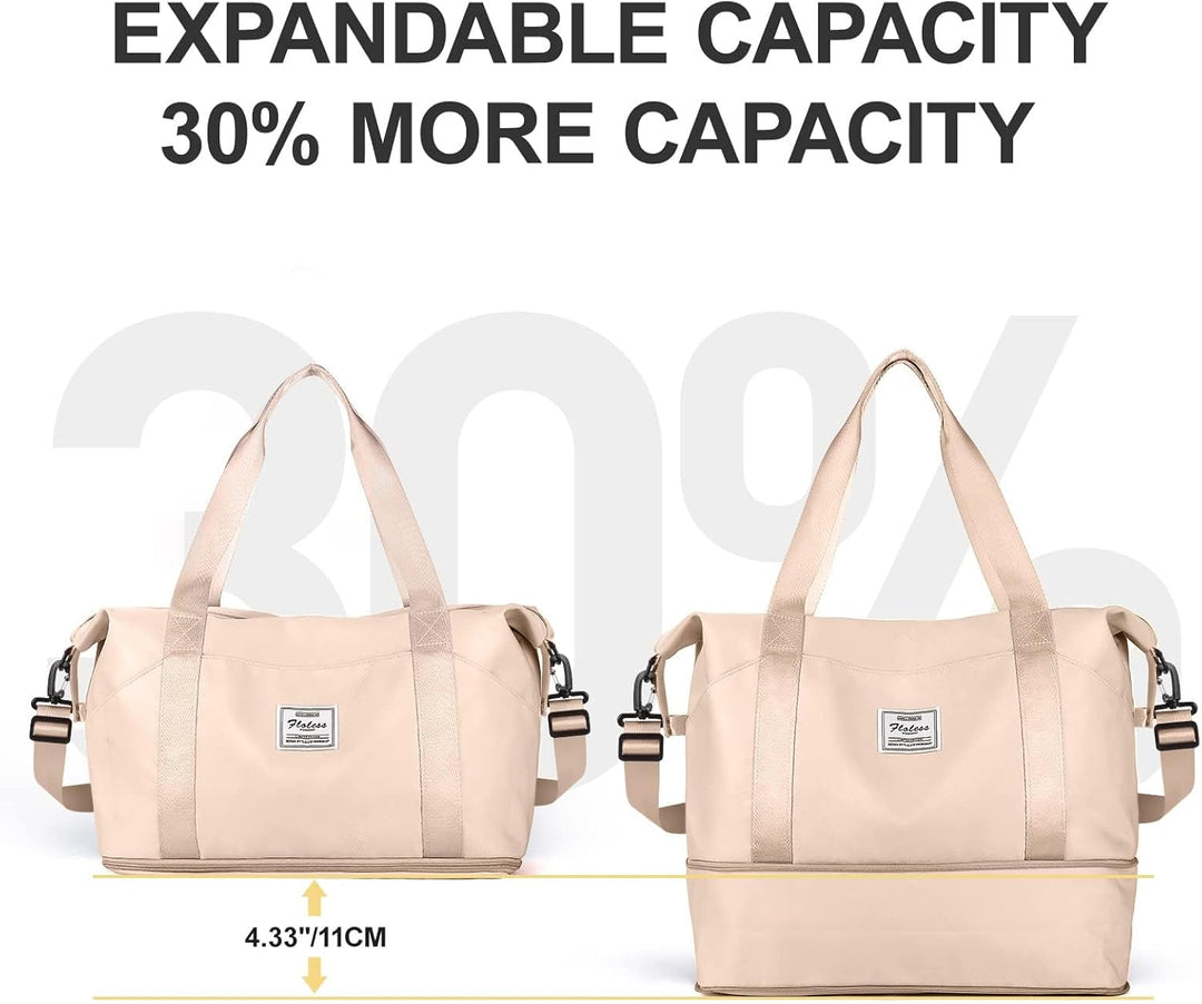 Reisetasche Damen Sporttasche mit Kulturbeutel 40x20x25 Ryanair Handgepäck Tasche Weekender Bag Schw