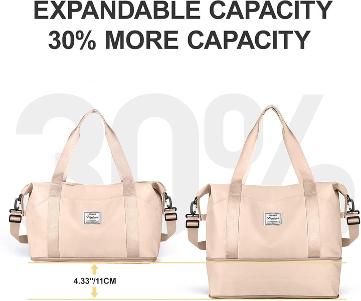 Reisetasche Damen Sporttasche mit Kulturbeutel 40x20x25 Ryanair Handgepäck Tasche Weekender Bag Schw