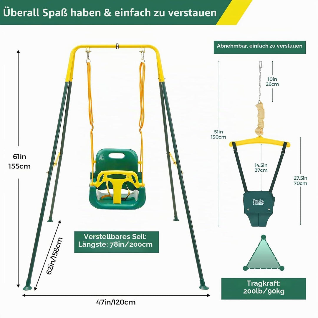 FUNLIO 2-in-1 Schaukeln Set und Baby Türhopser für Kleinkinder, Schaukelset für Kinder mit 4 Sandsäc