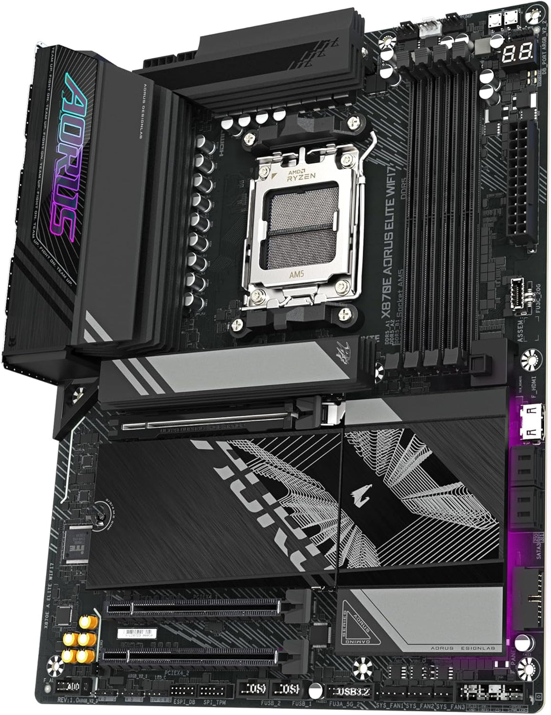 GIGABYTE X870E A Elite WIFI7-Mainboard - Unterstützt AMD Ryzen 9000 CPUs, 16+2+2 Phasen Digital-VRM,