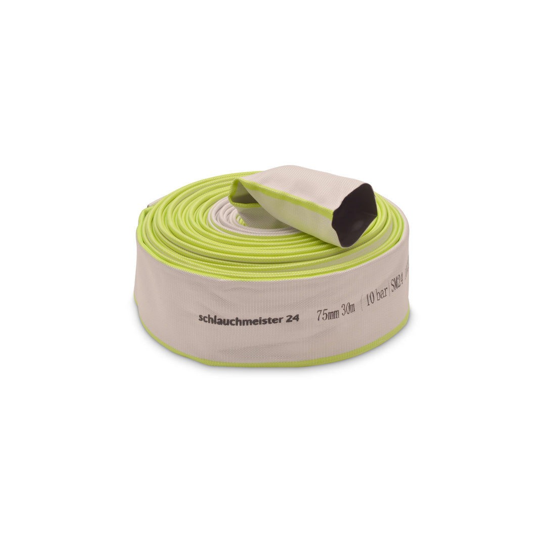 Ø 3 Zoll - 75 mm, 30 m Flachschlauch | Bauschlauch | Industrieschlauch | Synthetischer Gummi, Weiss