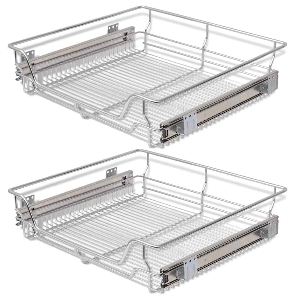 vidaXL 2X Einbauschublade 60cm Teleskopschublade Korbauszug Küchenschrank 600 mm, 600 mm