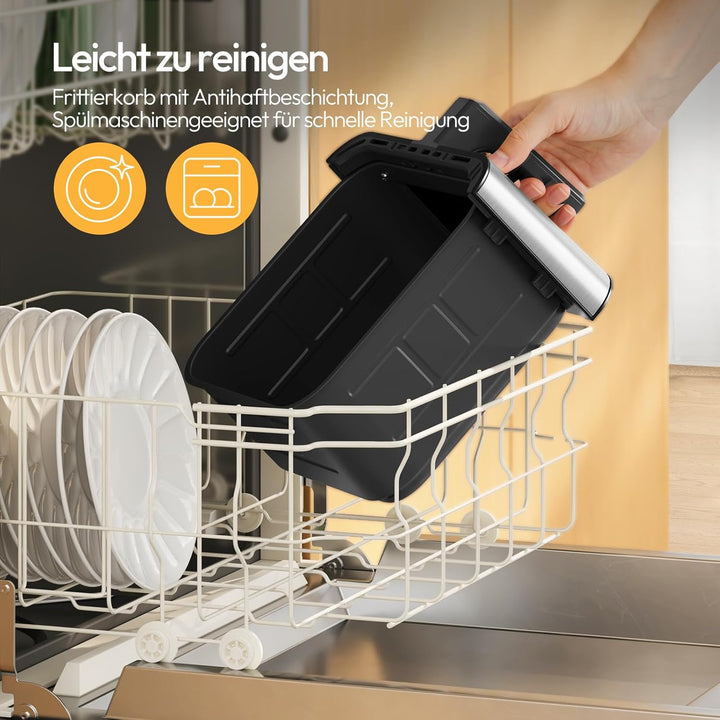 LLIVEKIT Heissluftfritteuse XXL 8,5L mit Doppelheizquelle, Airfryer mit 360° Heissluftzirkulation, 9