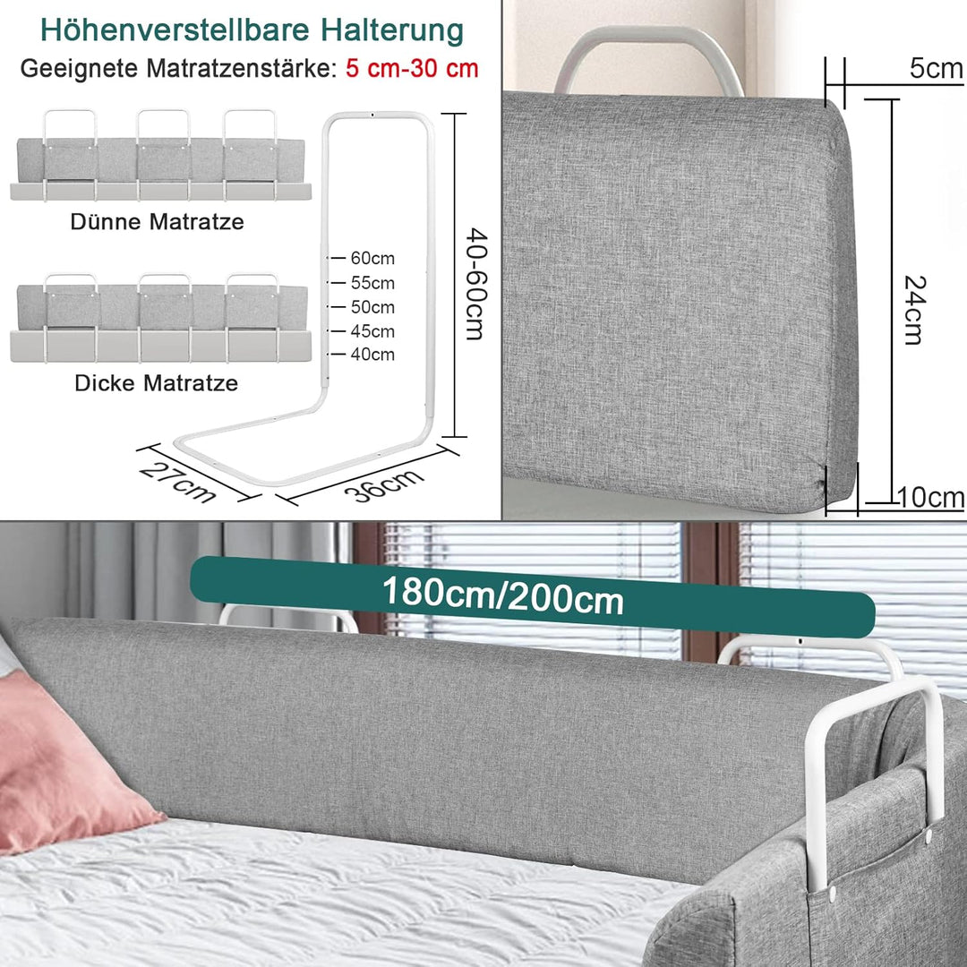 1 Stück 200cm Bettgitter Rausfallschutz Kinder Bettkantenschutz Set Höhenverstellbar Kinderbettgitte