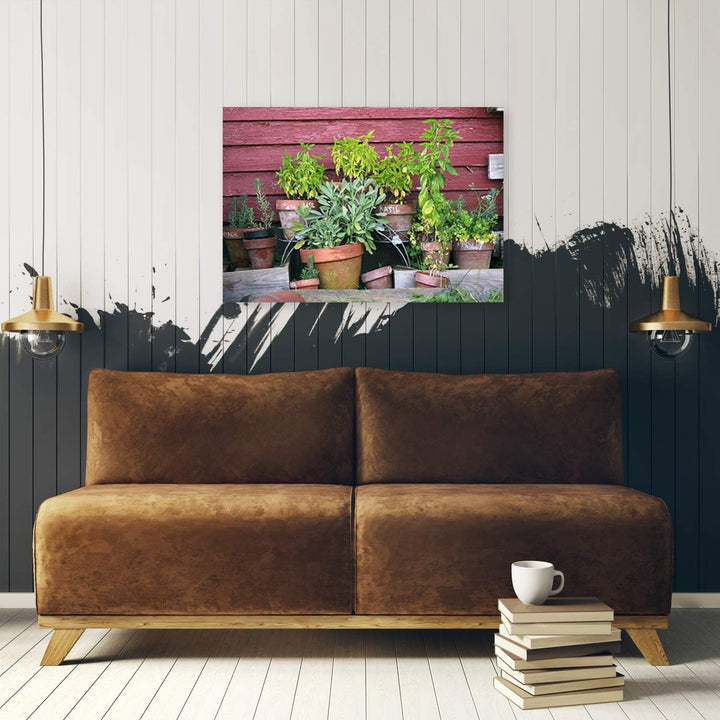 Feeby Vlies Leinwandbild Topfpflanzen 100x70 cm Wanddeko Design Kunstdruck Zimmerdeko Bilderwand Rus