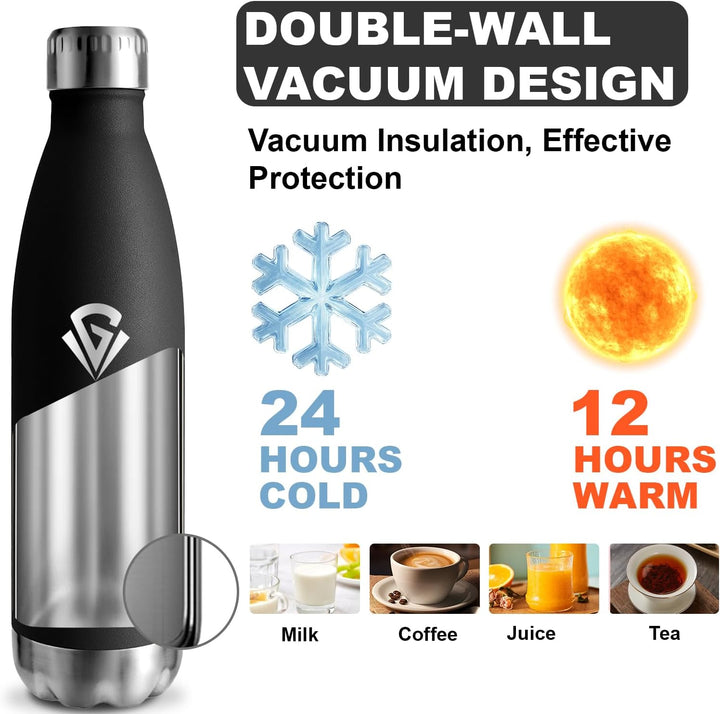Edelstahl-Trinkflasche, Thermosflasche 0 5 liter, Wasserflasche Metall, Isolierflasche Doppelwandig,