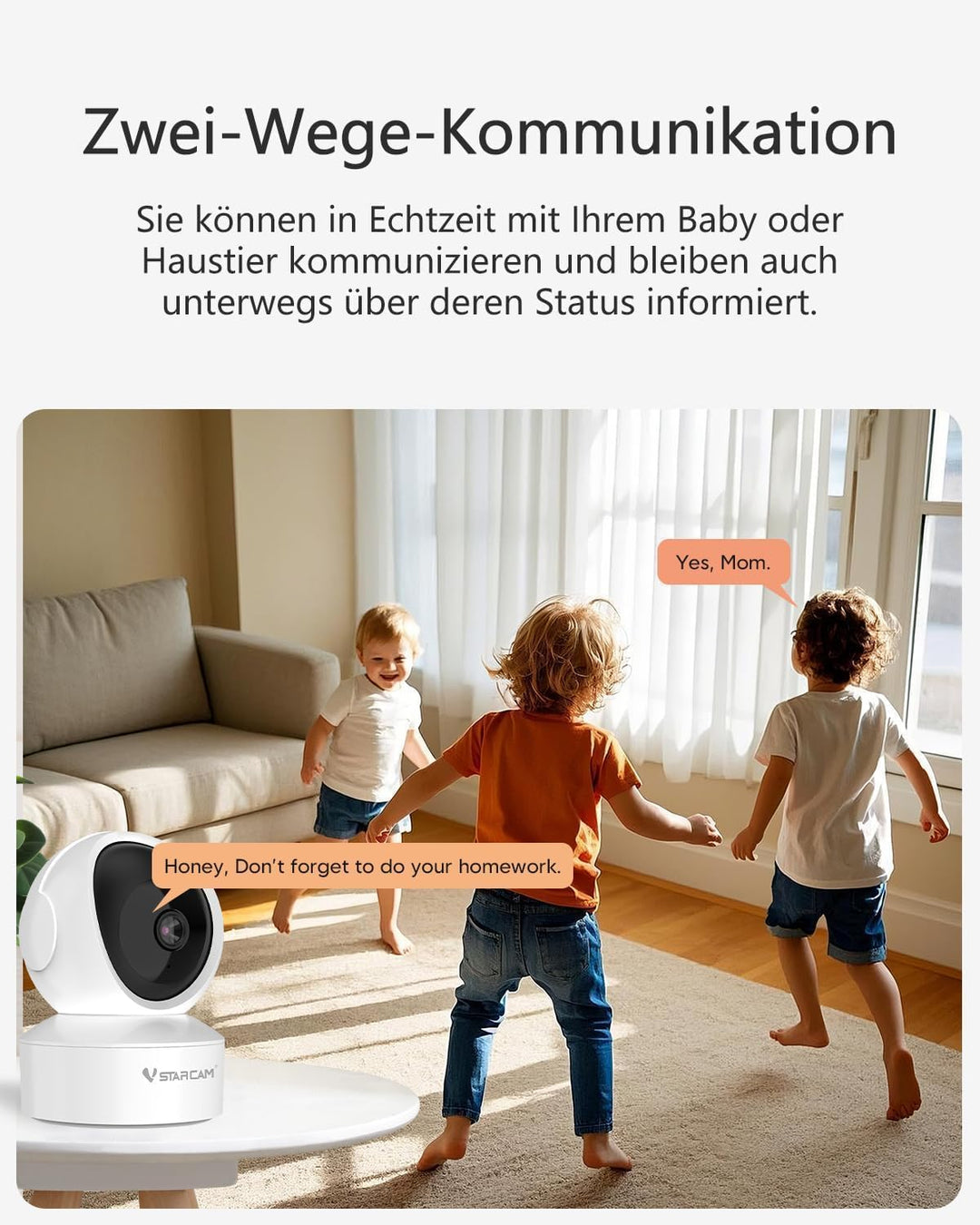 VSTARCAM 5G Überwachungskamera Innen - 2K QHD, 360° Dual-Band WLAN Indoor Hundekamera mit APP, Autom
