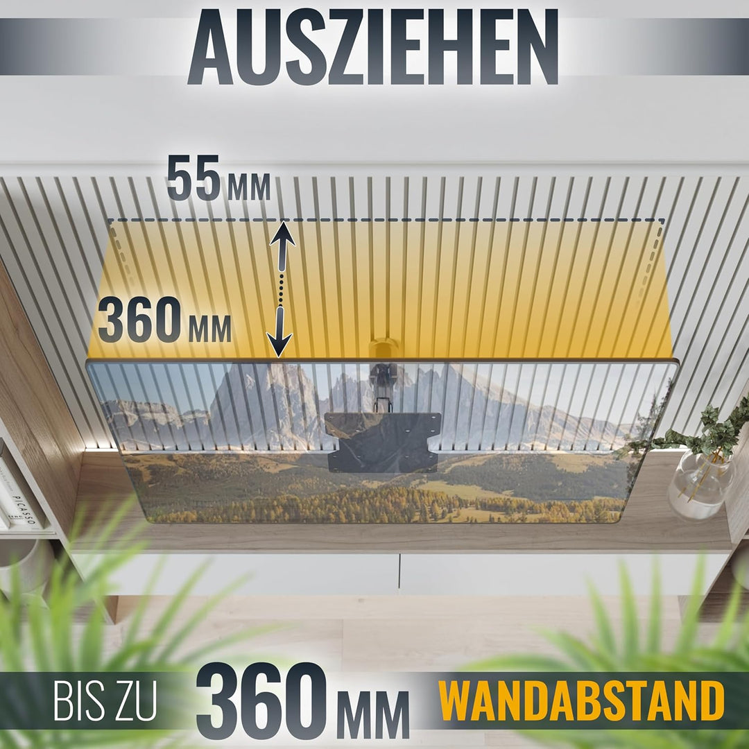 RICOO TV Wandhalterung Fernseher Schwenkbar Gasdruckfeder für 27-50 Zoll, TV Halterung S2622, Fernse