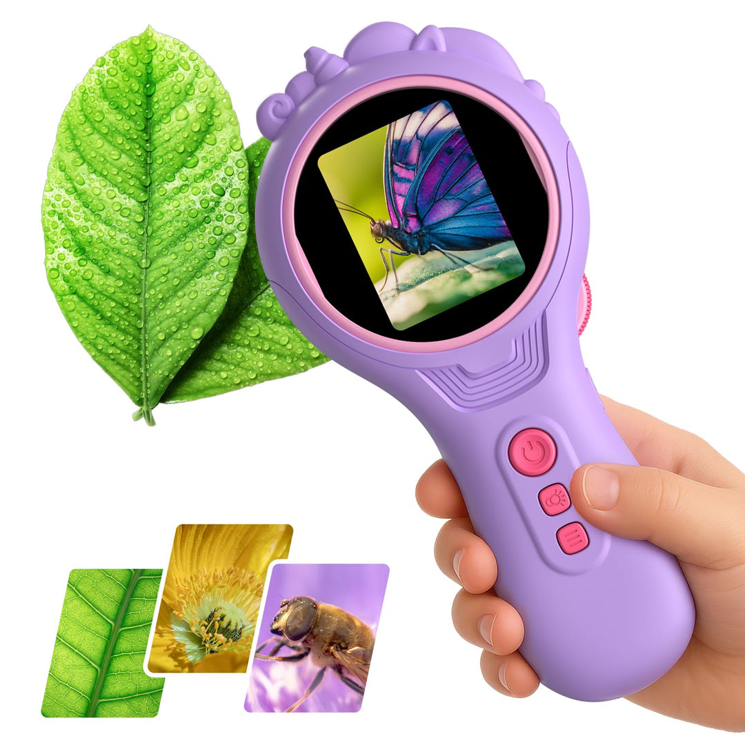 Einhorn Handy Digitales Mikroskop für Kinder, Tragbares Taschenmikroskop mit Licht 2,0" IPS-Bildschi