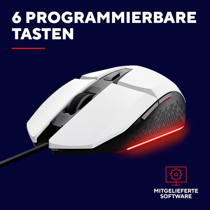 Trust Gaming GXT 109W Felox Gaming Maus mit 6 Programmierbare Tasten, Mehrfarbige LED-Beleuchtung, 2