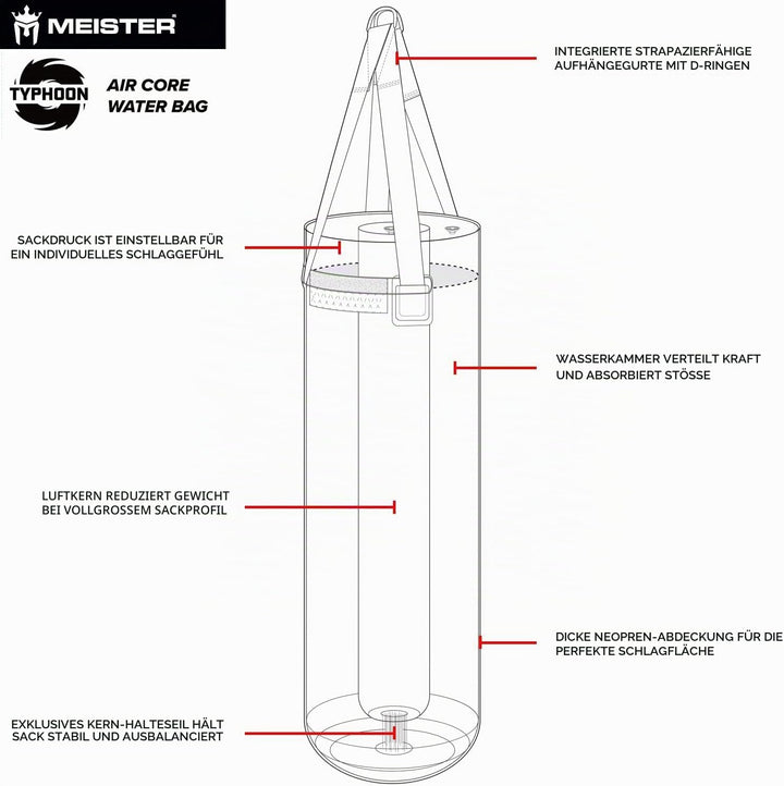 Meister Typhoon Wassergefüllter Schwerer Boxsack mit Luftkern und Neoprenhülle für Boxen und MMA – 1