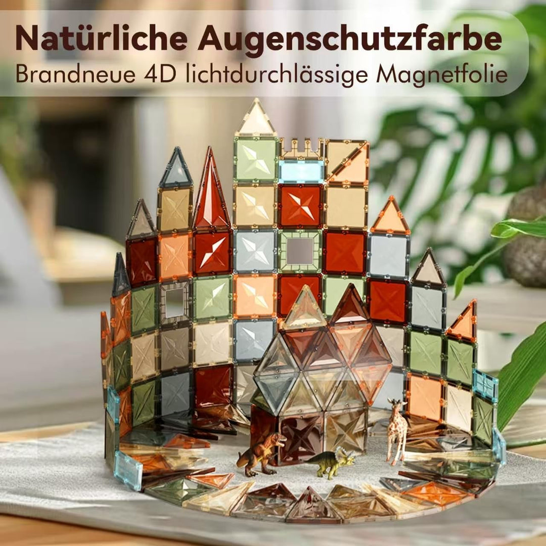 100 Magnetische Bausteine mit 2 Autos, STEM-Bauspielzeug, Kinderspiel zum Zusammenbauen, Lernspielze