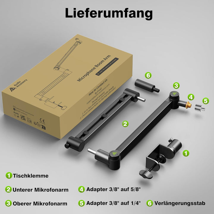 Mikrofon Arm | Low Profile Mikrofonarm [Max. 3 KG Traglast] kompatibel mit Shure SM7B, MV7+ & Co.| G
