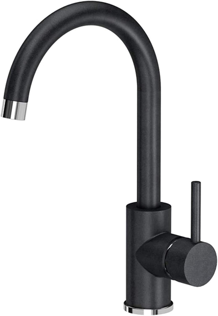 VBChome Spülbecken + Armatur 50 x 47 cm Schwarz Spüle Einzelbecken Küche Einbauspüle Verbundspüle Kü