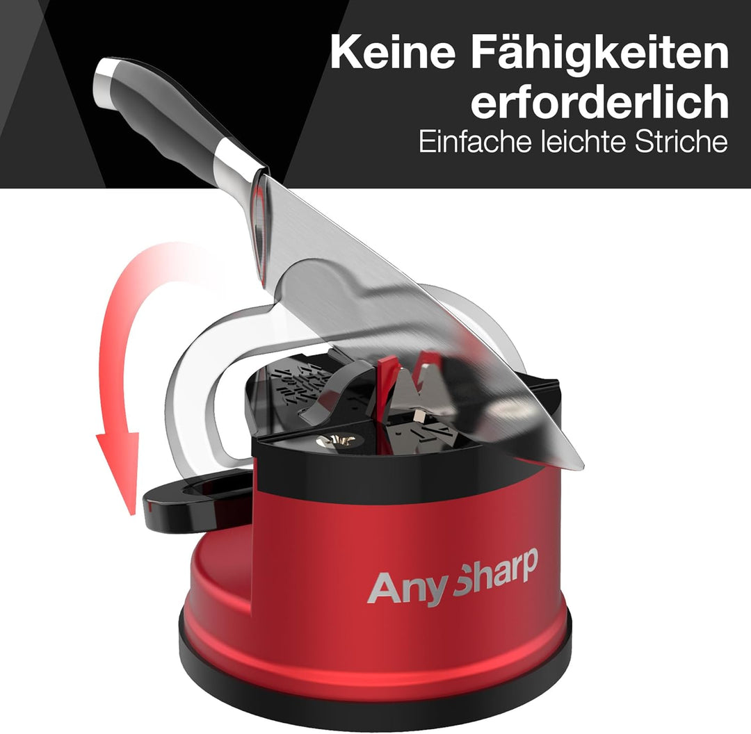 AnySharp Pro Metall Messerschärfer, Freihändige Sicherheit, PowerGrip Saugnapf, Schärft alle Küchenm