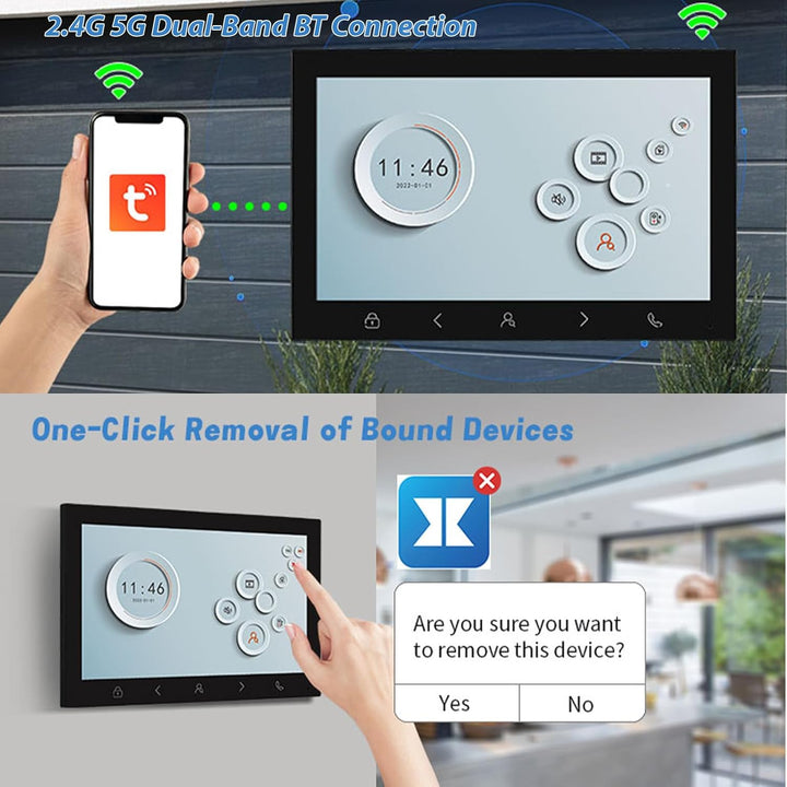 10" 1080P Videosprechanlage mit WLAN Bluetooth, IC Karte Öffnung, IP65 wetterfeste Smart Video Türkl