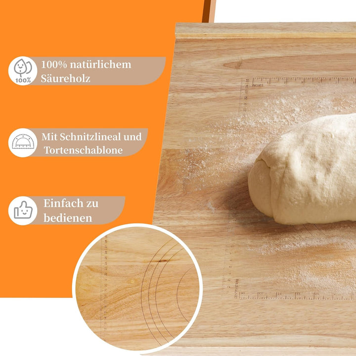Schneidebrett Holz schneidebretter 51 * 61 * 2cm Rutschfestes Schneidebrett mit Massband Verwendung