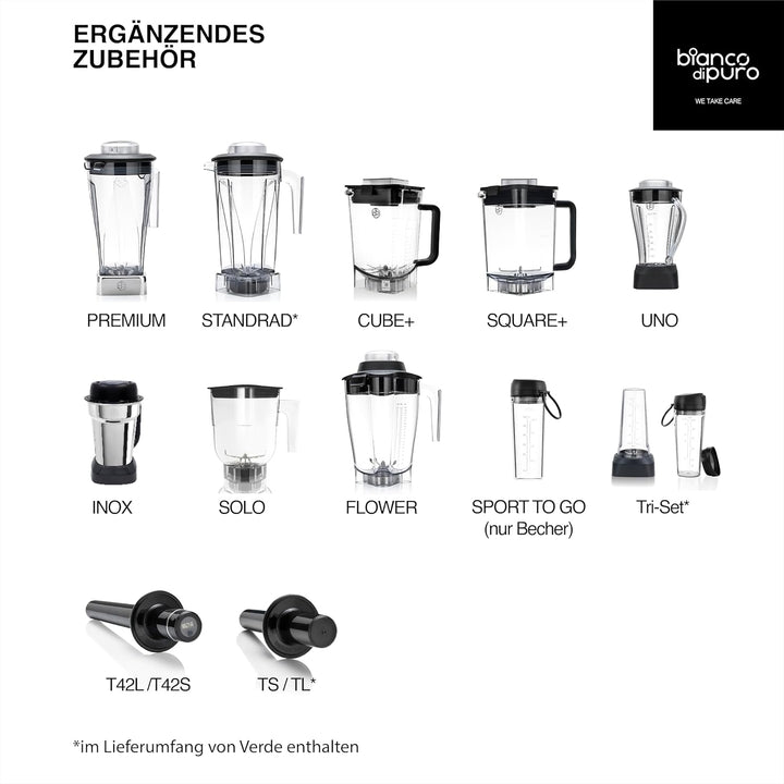 Hochleistungsmixer Verde Smoothie Maker 1400 Watt bis 32.000 U/Min - iPMS - 3 Mixprogramme - 2 Liter