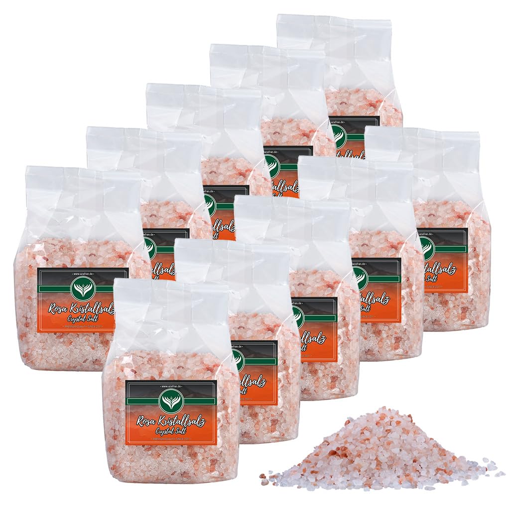 Azafran Rosa Kristallsalz (bekannt als Himalaya Salz) Steinsalz grob 2-5mm 10kg 1 kg (10er Pack), 1