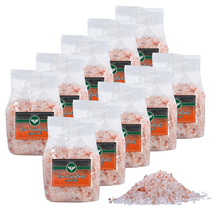 Azafran Rosa Kristallsalz (bekannt als Himalaya Salz) Steinsalz grob 2-5mm 10kg 1 kg (10er Pack), 1