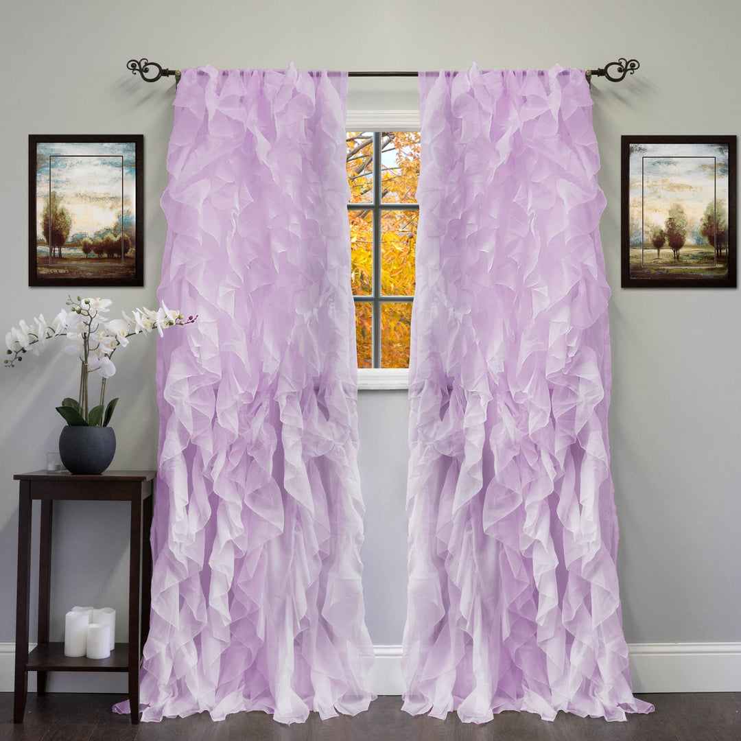 Sweet Home Collection Vorhang, Voile, vertikal, gerafft, 213 x 127 cm, 2 Stück. Shabby Chic 96" x 50