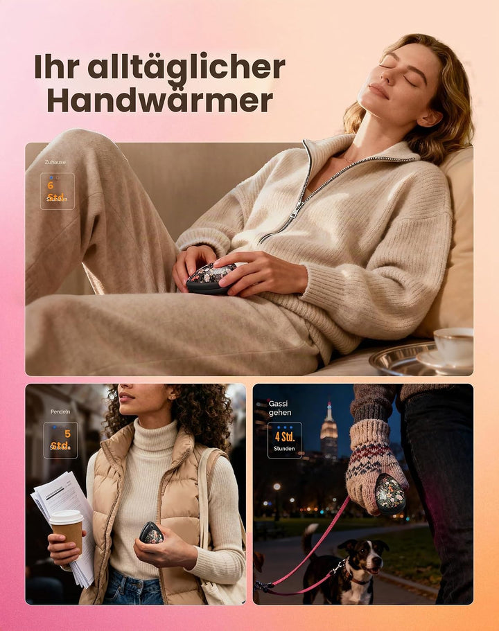 OCOOPA Damen Handwärmer Elektrisch 2er-Pack, Stylisch, Diamantform Mit Magnet, Wiederaufladbar und W