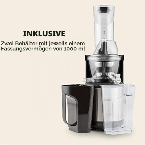 Klarstein Fruitberry, Entsafter, vertikale Saftpresse, extrem feine Edelstahl-Mikrosieb, Slow Juicer