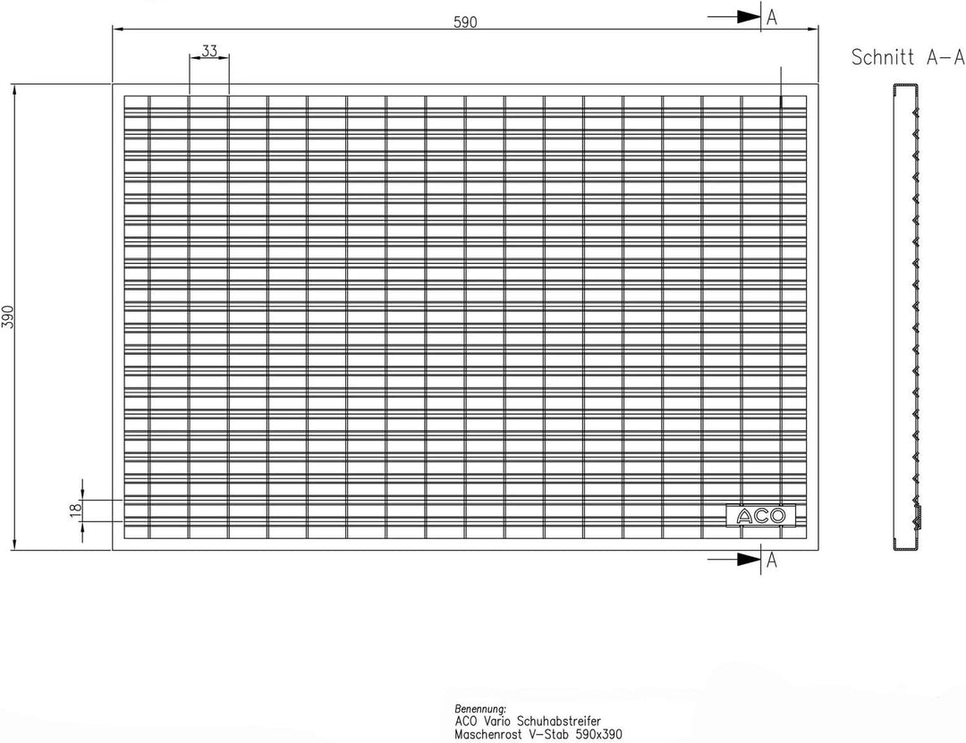 ACO 60x40cm Schuhabstreifer V-Stab Maschenrost mit Bodenwanne Vario Light Abtreter Fussmatte