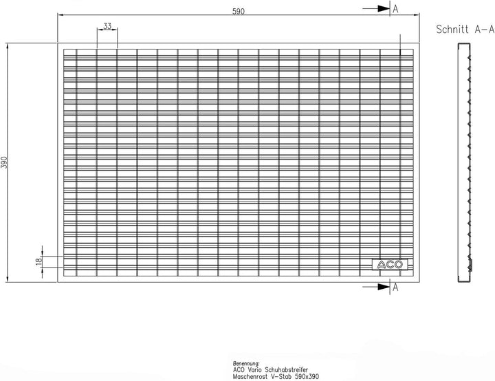 ACO 60x40cm Schuhabstreifer V-Stab Maschenrost mit Bodenwanne Vario Light Abtreter Fussmatte