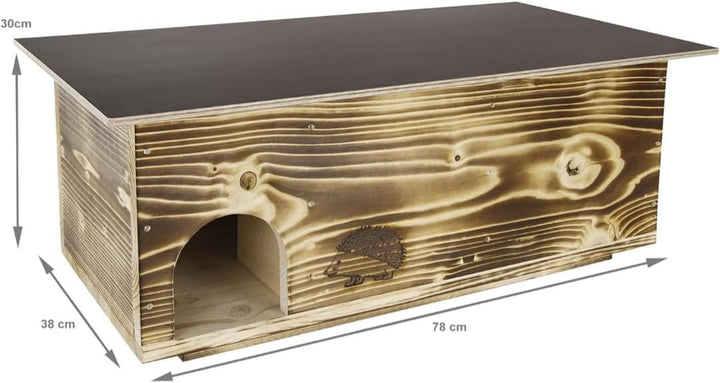 Igelhaus Igelhotel Igelhütte Futterhaus für Igel Igelfutterhaus edel geflammt (IG)