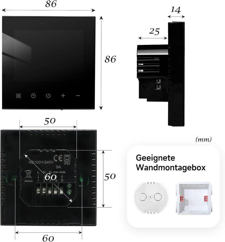 Smart Thermostat für Kesselheizung, Thermostat Fussbodenheizung Programmierbar WiFi Raumthermostat F