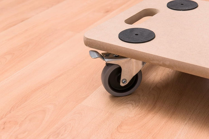 Metafranc Transportroller 590 x 290 mm – 2 Stück – 200 kg Tragkraft – MDF-Platte mit TPE-Rädern und