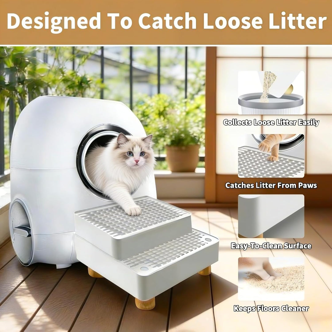 Katzenklo Treppe Doppelstufig: Katzentreppe Für Katzentoilette Mit Filterfunktion, rutschfeste Katze