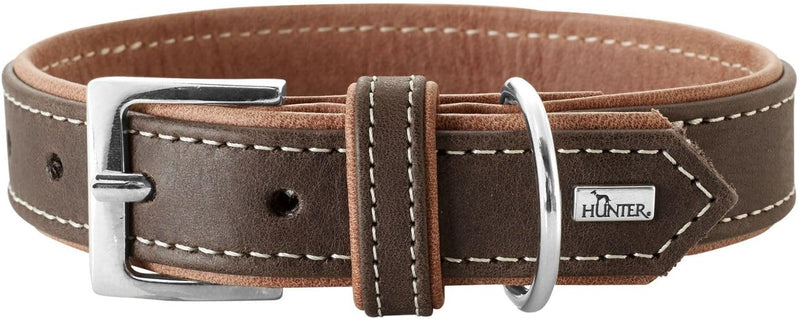 HUNTER PORTO Hundehalsband, Leder, nachhaltig, 30 (XS), dunkelbraun/cognac dunkelnbraun/cognac 30 (X